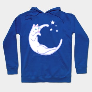 Playful Lunar Cat Moon and Stars Hoodie